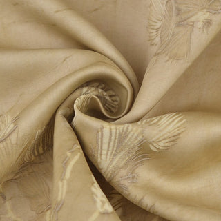 Japanese Fashion Designer Botanical Brown Non-Stretch Viscose Jacquard Satin DS42503