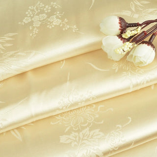 Japanese Fashion Designer Botanical Off-White Non-Stretch Viscose Rayon Blended Jacquard Satin DS42504