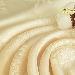 Japanese Fashion Designer Botanical Off-White Non-Stretch Viscose Rayon Blended Jacquard Satin DS42504