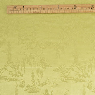 Japanese Fashion Designer Botanical Chartreuse Non-Stretch Viscose Rayon Blended Jacquard Satin DS42506