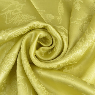 Japanese Fashion Designer Botanical Chartreuse Non-Stretch Viscose Rayon Blended Jacquard Satin DS42506