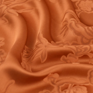 Japanese Fashion Designer Floral Orange Non-Stretch Viscose Jacquard Satin DS42509