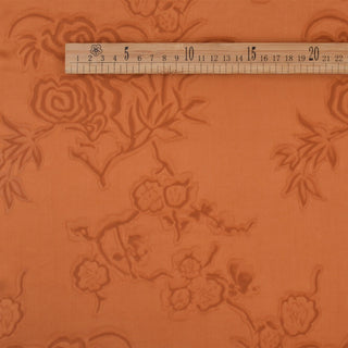 Japanese Fashion Designer Floral Orange Non-Stretch Viscose Jacquard Satin DS42509