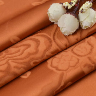 Japanese Fashion Designer Floral Orange Non-Stretch Viscose Jacquard Satin DS42509