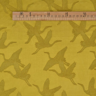 Japanese Fashion Designer Animal Yellow Non-Stretch Viscose Rayon Blended Jacquard Satin DS42511