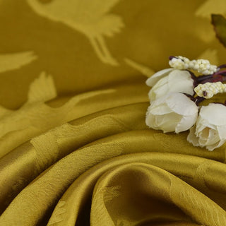 Japanese Fashion Designer Animal Yellow Non-Stretch Viscose Rayon Blended Jacquard Satin DS42511