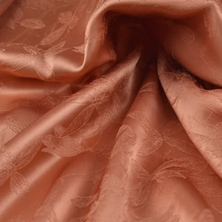 Japanese Fashion Designer Botanical Orange Non-Stretch Viscose Jacquard Satin DS42512