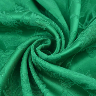 Japanese Fashion Designer Botanical Green Non-Stretch Viscose Rayon Blended Jacquard Satin DS42513