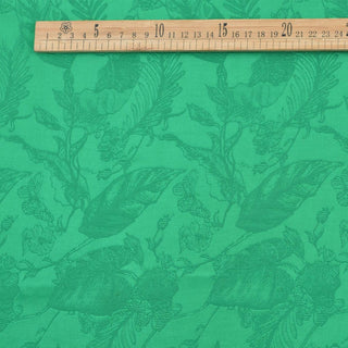 Japanese Fashion Designer Botanical Green Non-Stretch Viscose Rayon Blended Jacquard Satin DS42513