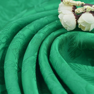 Japanese Fashion Designer Botanical Green Non-Stretch Viscose Rayon Blended Jacquard Satin DS42513