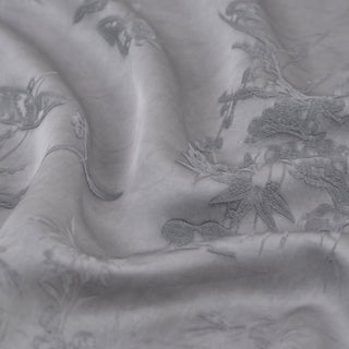 Japanese Fashion Designer Botanical Gray Non-Stretch Viscose Jacquard Satin DS42514