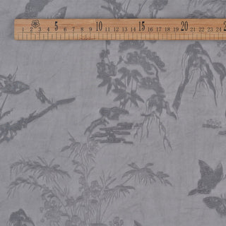 Japanese Fashion Designer Botanical Gray Non-Stretch Viscose Jacquard Satin DS42514