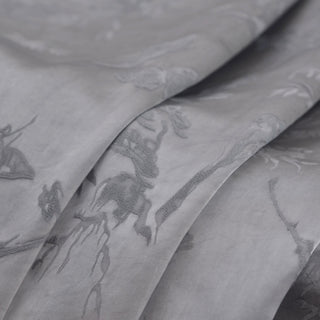 Japanese Fashion Designer Botanical Gray Non-Stretch Viscose Jacquard Satin DS42514