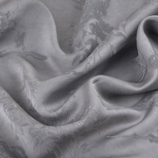 Japanese Fashion Designer Botanical Gray Non-Stretch Viscose Jacquard Satin DS42514