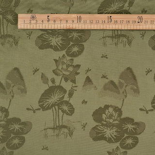 Japanese Fashion Designer Botanical Green Non-Stretch Viscose Rayon Blended Jacquard Satin DS42516