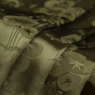 Japanese Fashion Designer Botanical Green Non-Stretch Viscose Rayon Blended Jacquard Satin DS42516