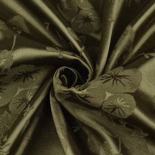 Japanese Fashion Designer Botanical Green Non-Stretch Viscose Rayon Blended Jacquard Satin DS42516