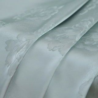 Japanese Fashion Designer Floral Blue Non-Stretch Viscose Jacquard Satin DS42518