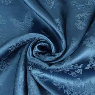 Japanese Fashion Designer Butterfly Blue Non-Stretch Viscose Rayon Blended Jacquard Satin DS42519
