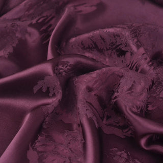 Japanese Fashion Designer Botanical Purple Non-Stretch Viscose Rayon Blended Jacquard Satin DS42520