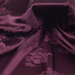 Japanese Fashion Designer Botanical Purple Non-Stretch Viscose Rayon Blended Jacquard Satin DS42520
