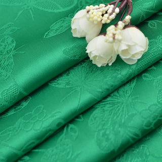 Japanese Fashion Designer Butterfly Green Non-Stretch Viscose Jacquard Satin DS42521