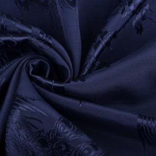 Japanese Fashion Designer Botanical Blue Non-Stretch Viscose Rayon Blended Jacquard Satin DS42523