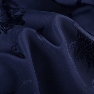 Japanese Fashion Designer Botanical Blue Non-Stretch Viscose Rayon Blended Jacquard Satin DS42523