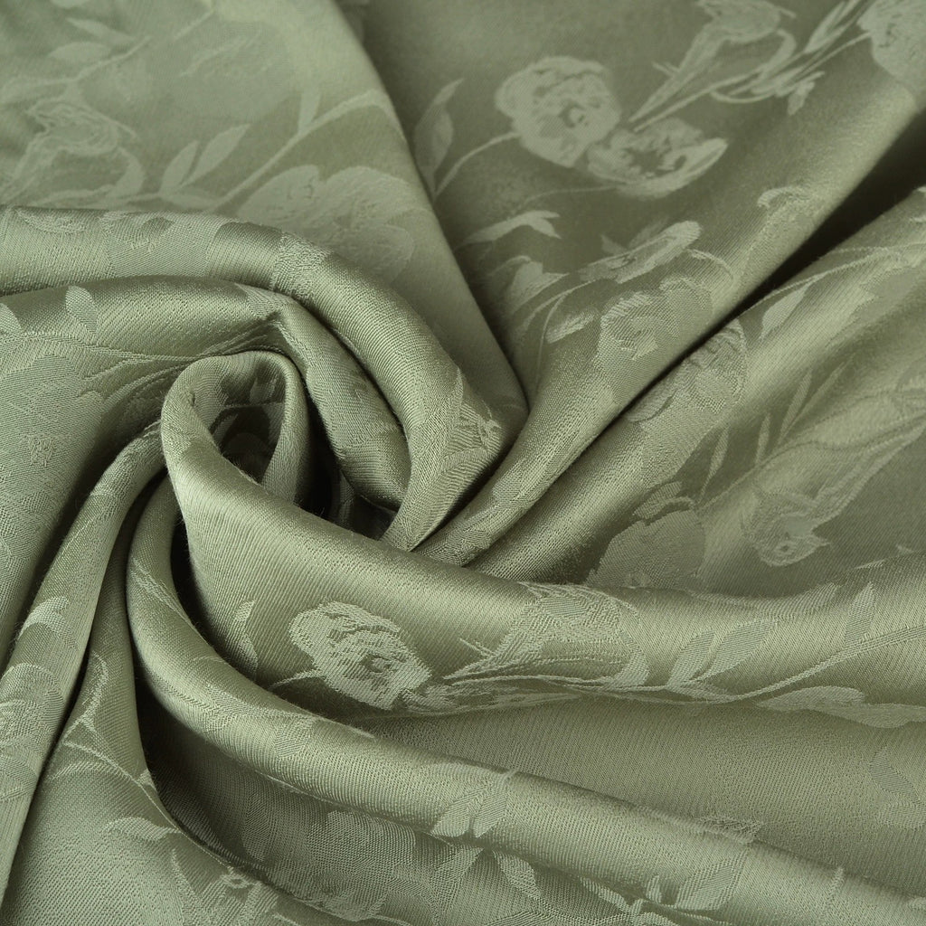 Japanese Fashion Designer Botanical Green Non-Stretch Viscose Rayon Bl