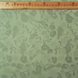 Japanese Fashion Designer Botanical Green Non-Stretch Viscose Rayon Blended Jacquard Satin DS42525