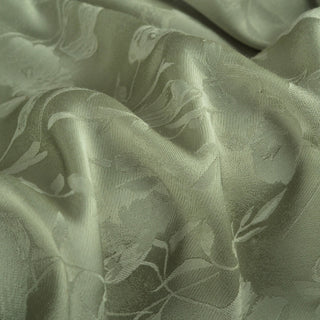 Japanese Fashion Designer Botanical Green Non-Stretch Viscose Rayon Blended Jacquard Satin DS42525