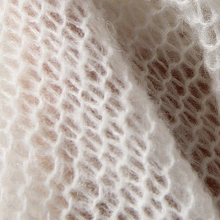 Korean Fashion Designer Solid White Stretch Open Weave Acrylic Wool Blended Sweater Knit DS43503