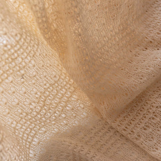 Korean Fashion Designer Solid Off-White Stretch Open Weave Polyester Viscose Blended Sweater Knit DS43504