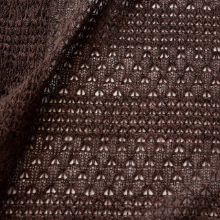 Korean Fashion Designer Solid Brown Stretch Open Weave Polyester Viscose Blended Sweater Knit DS43505