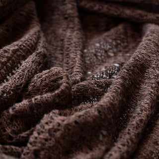 Korean Fashion Designer Solid Brown Stretch Open Weave Polyester Viscose Blended Sweater Knit DS43505