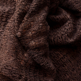 Korean Fashion Designer Solid Brown Stretch Open Weave Polyester Viscose Blended Sweater Knit DS43505