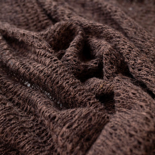 Korean Fashion Designer Solid Brown Stretch Open Weave Polyester Viscose Blended Sweater Knit DS43505