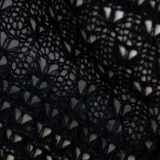 Korean Fashion Designer Solid Black Stretch Open Weave Polyester Viscose Blended Sweater Knit DS43506