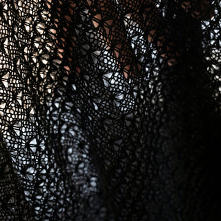 Korean Fashion Designer Solid Black Stretch Open Weave Polyester Viscose Blended Sweater Knit DS43506