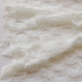 Korean Fashion Designer Solid White Stretch Open Weave / Fringe Acrylic Polyester Blended Sweater Knit DS43507