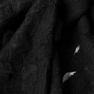 Korean Fashion Designer Solid Black Stretch Open Weave / Fringe Acrylic Polyester Blended Sweater Knit DS43508