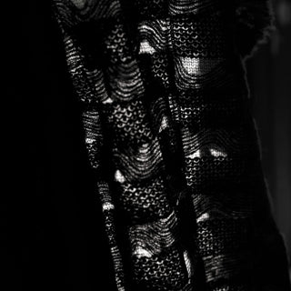 Korean Fashion Designer Solid Black Stretch Open Weave / Fringe Acrylic Polyester Blended Sweater Knit DS43508