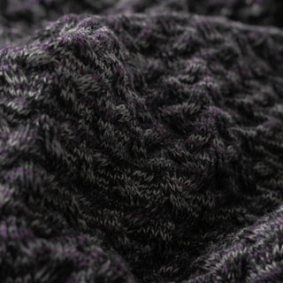 Italian Fashion Designer Cable Purple Stretch Acrylic Wool Blended Sweater Knit DS43509