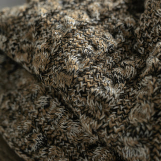 Italian Fashion Designer Cable Brown Stretch Acrylic Wool Blended Sweater Knit DS43510