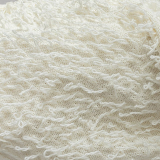 Italian Fashion Designer Solid White Stretch Fringe Acrylic Wool Blended Sweater Knit DS43511