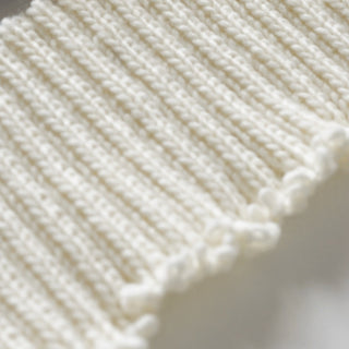 Italian Fashion Designer Solid White Stretch Fringe Acrylic Wool Blended Sweater Knit DS43511