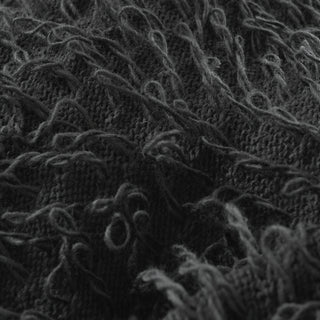 Italian Fashion Designer Solid Gray Stretch Fringe Acrylic Wool Blended Sweater Knit DS43512