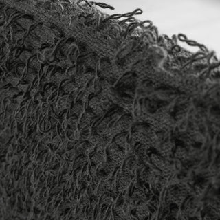 Italian Fashion Designer Solid Gray Stretch Fringe Acrylic Wool Blended Sweater Knit DS43512