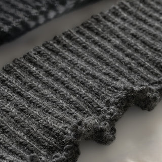 Italian Fashion Designer Solid Gray Stretch Fringe Acrylic Wool Blended Sweater Knit DS43512