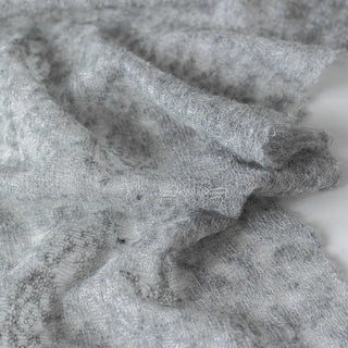 Japanese Luxury Designer Geometric Gray Non-Stretch Kid Mohair Nylon Blended Lace DS43514